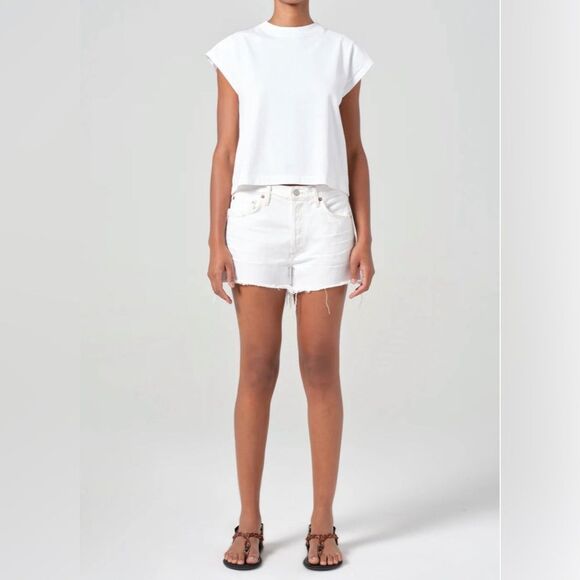 NWT AGOLDE PARKER VINTAGE CUT OFF SHORT in white - Picture 4 of 14
